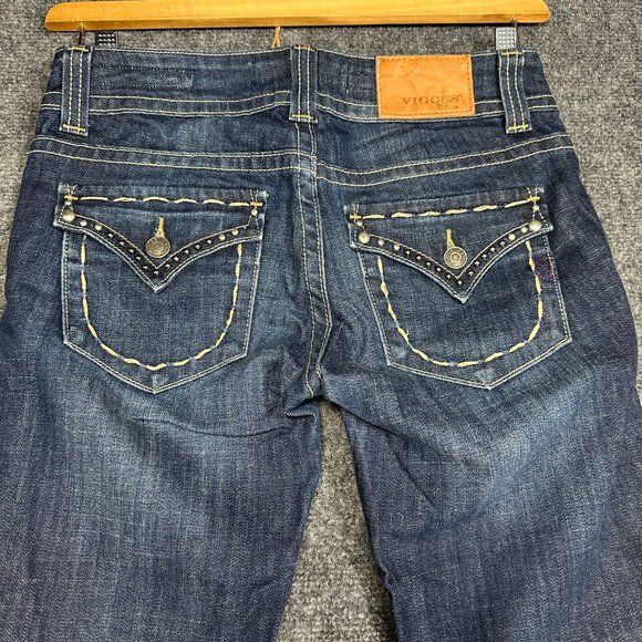 Vigoss Jeans Womens 26  Cotton Stretch Embellished Flap Pockets Medium Wash - Picture 9 of 10